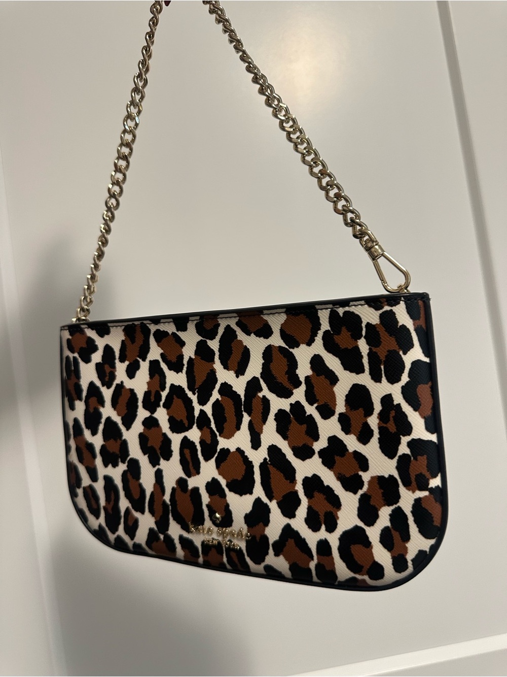 Kate Spade Leopard Print Shoulder Bag with Gold Chain